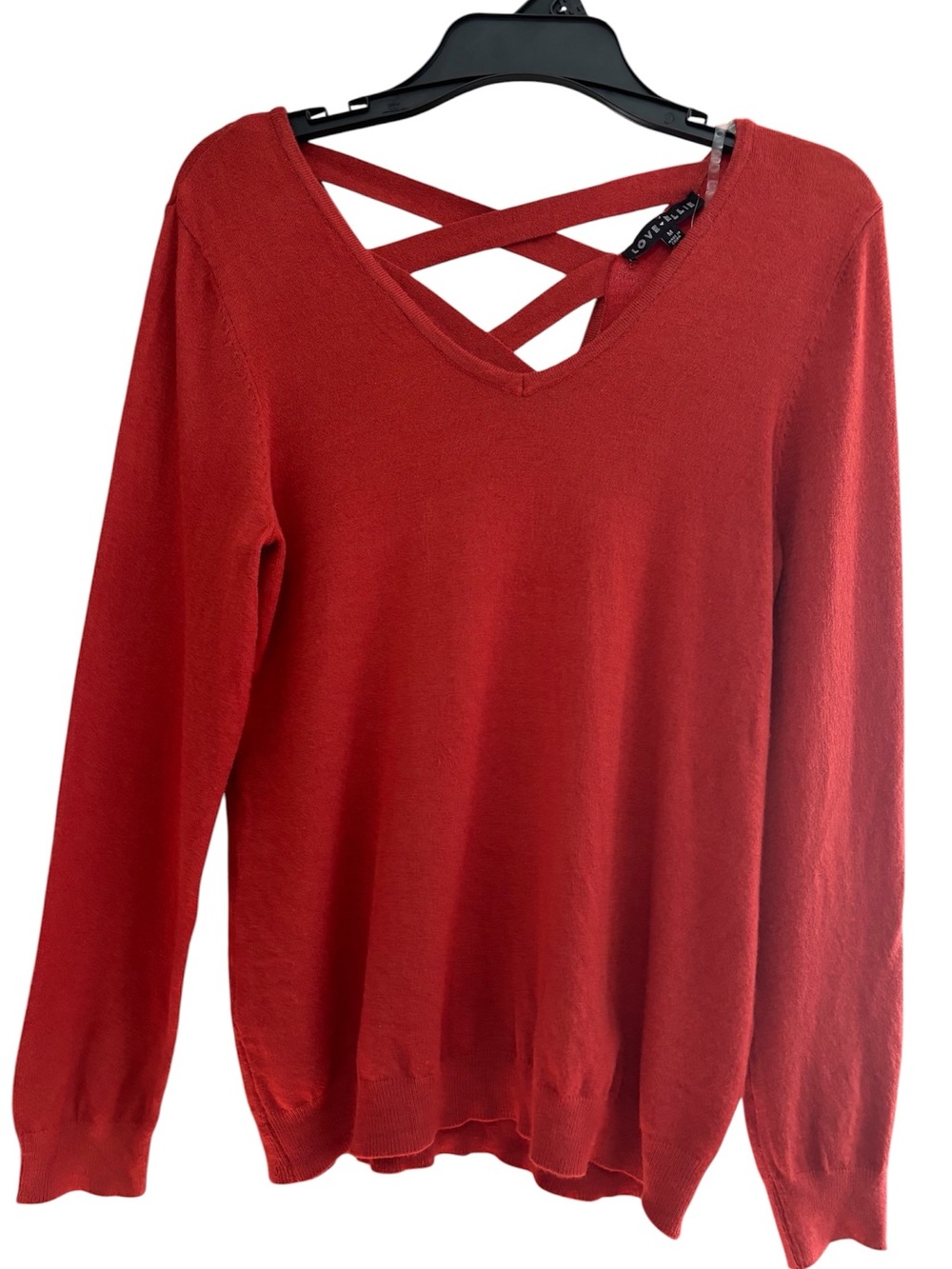 LOVE ELLIE Stitch Fix V Neck Light Sweater Crisscross Autumn Rust Womens Size M - Picture 4 of 6